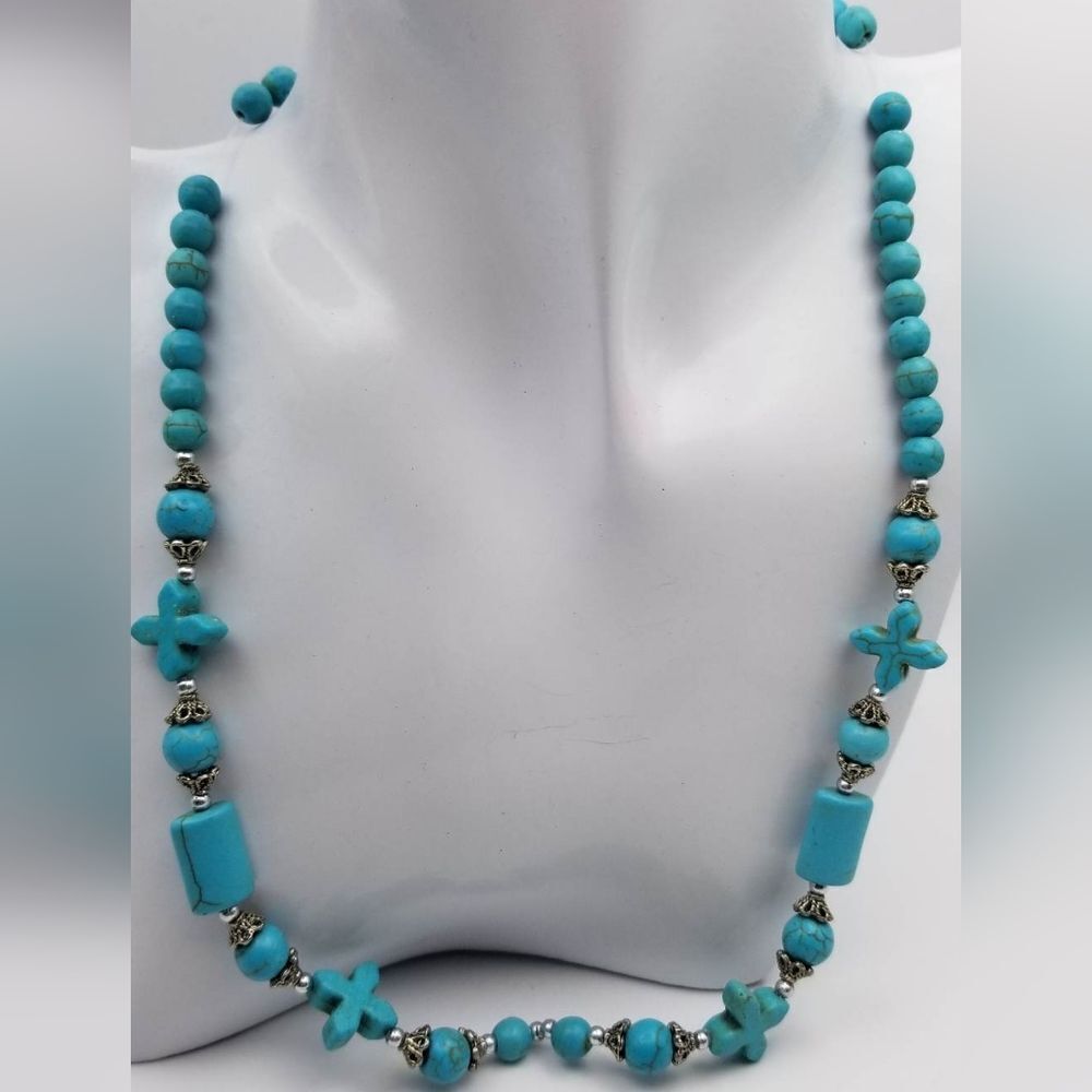 Southwestern turquoise cross charm luxe necklace cowgirl wardrobe staple